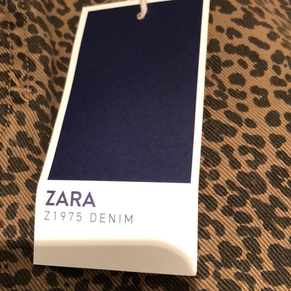 Zara NWT brown/black leopard print denim midi skirt - Picture 2 of 12